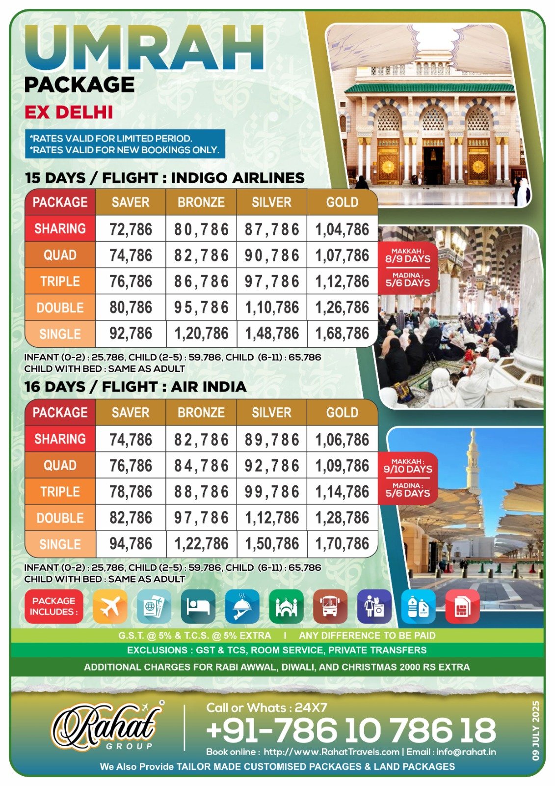 Umrah Package Ex Delhi Indigo & Air India