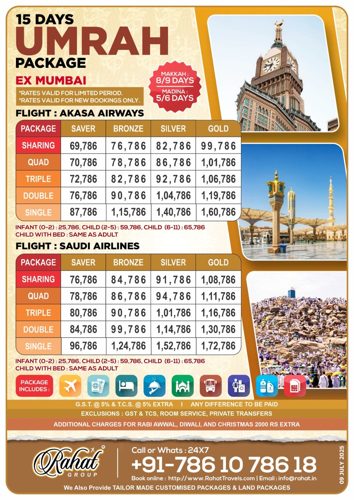 Umrah Package Ex Mumbai Akasa & Saudi Airline