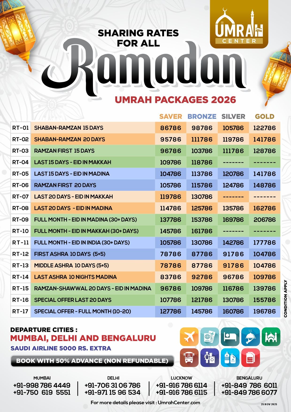 SHARING RATES FOR ALL RAMZAN UMRAH PACKAGES 2026