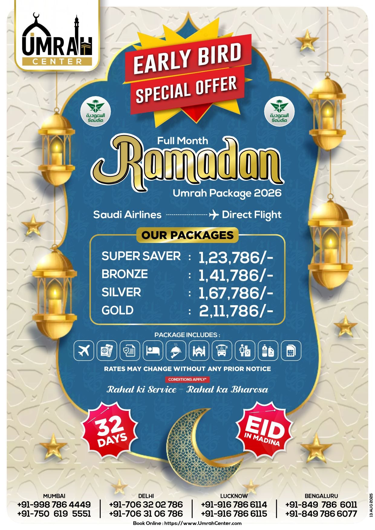 Early Bird Special Offer, Full Month Ramadan Umrah Packages, Saudi Airline - Direct Flight 150 Dpi