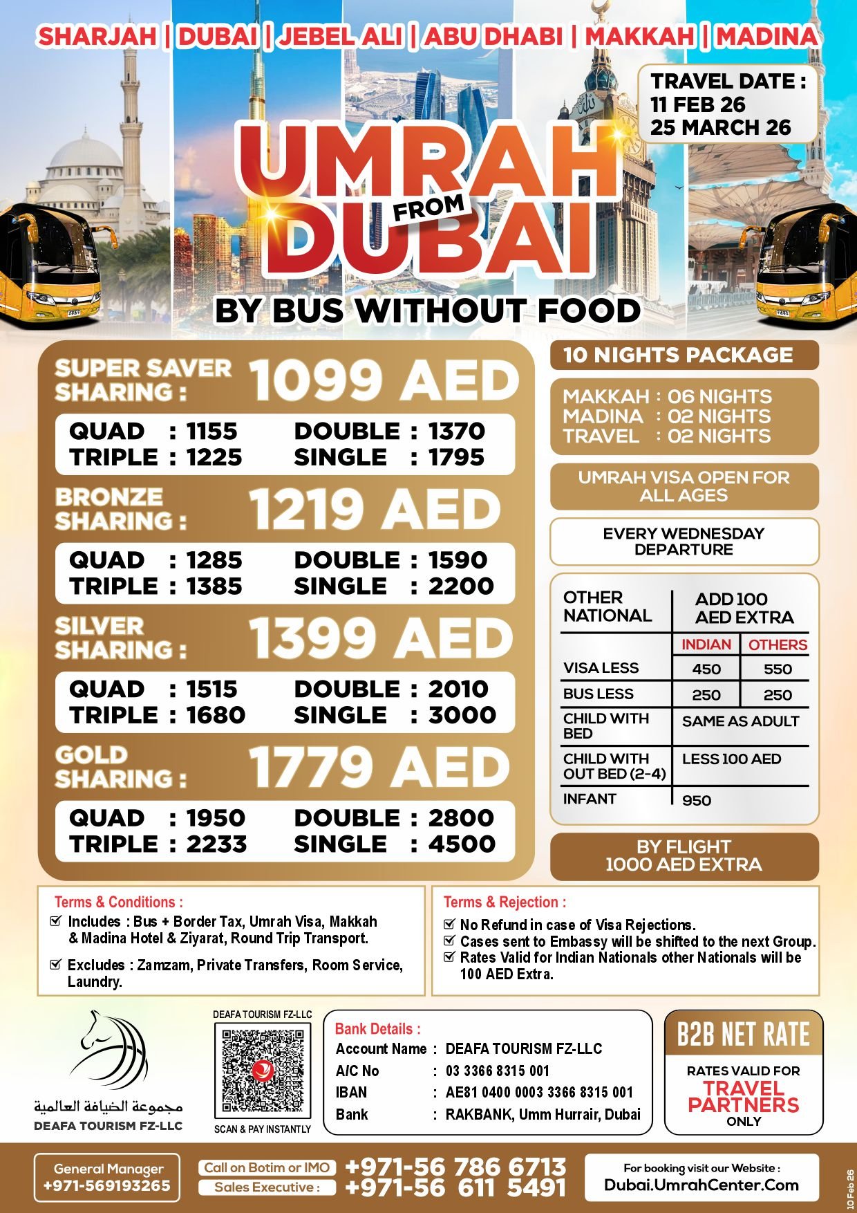 Dubai umrah package without food