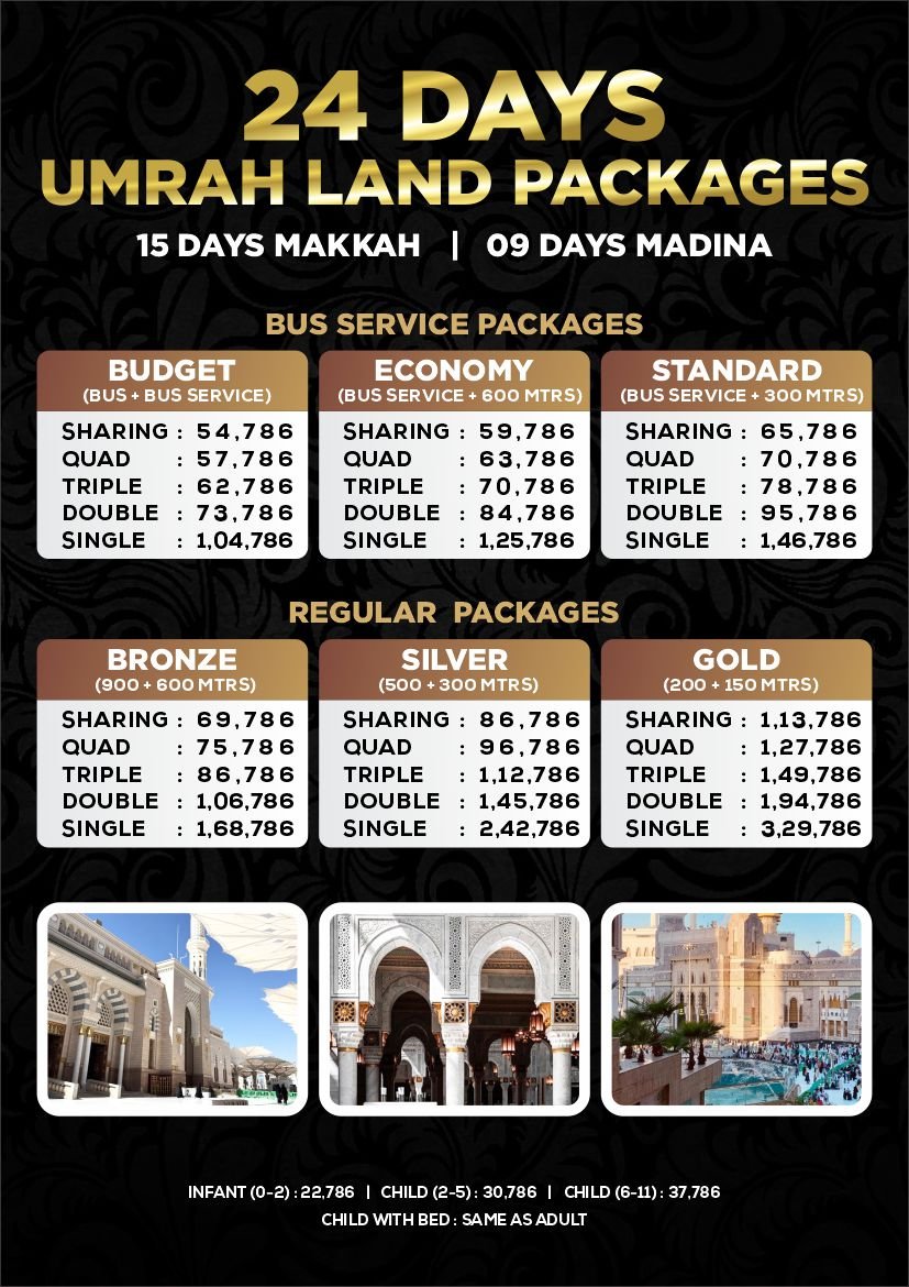 24 DAYS UMRAH LAND PACKAGES
