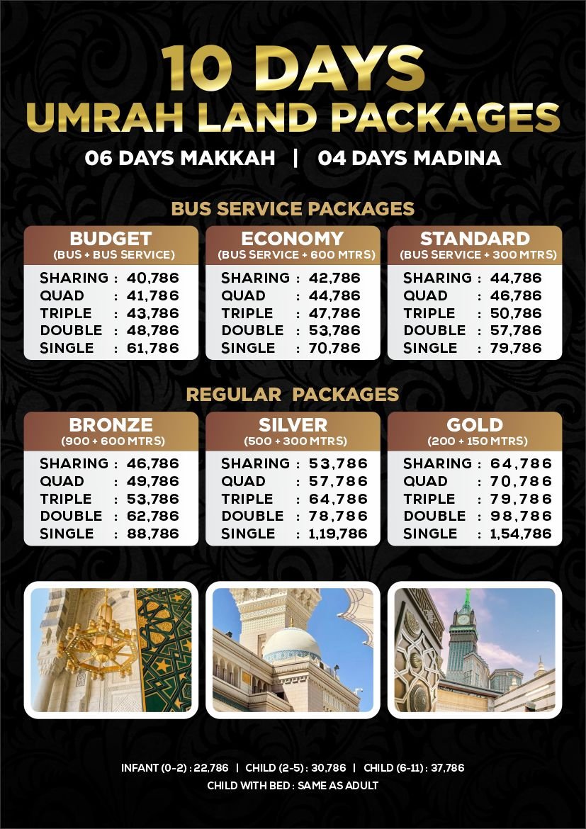 10 DAYS UMRAH LAND PACKAGES