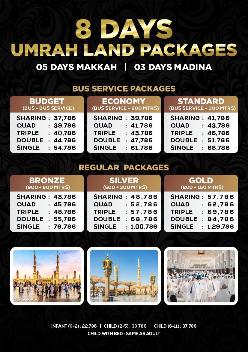 8 DAYS UMRAH LAND PACKAGES