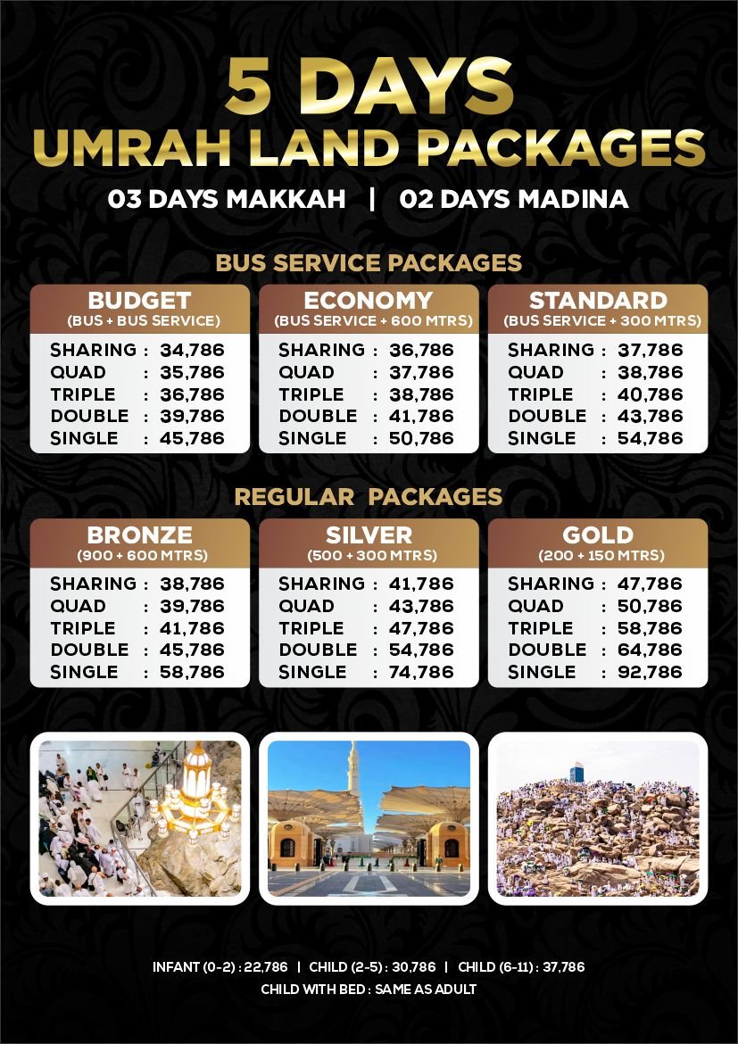 5 DAYS UMRAH LAND PACKAGES